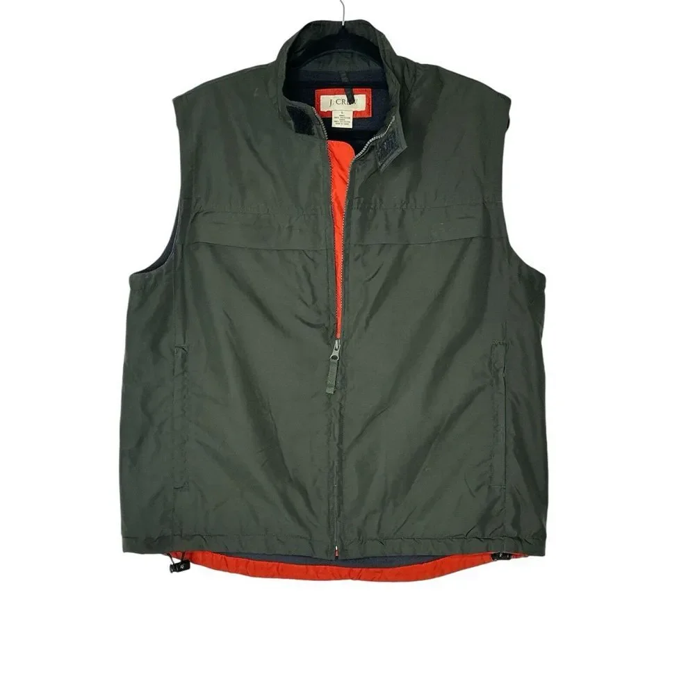J Crew Vest Men Large Outdoor Puffer Green Military‎ Hiking Cozycore Camping